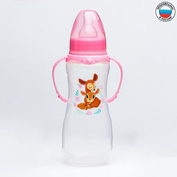 Бутылочка для кормления M&B «Оленята: мамы и малыши», классическое горло, с ручками, от 0 мес., 250 мл., приталенная