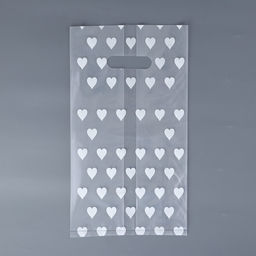 Цена за 20 шт. Пакет полиэтиленовый квадратный с вырубной ручкой, упаковка, "Сердечки", 17х33+17см ± 5% 60 мкм