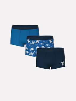 Bask?l? Erkek ?ocuk Boxer 3l?