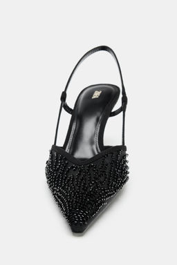 MESH RHINESTONE SLINGBACK SHOES - Zara фото 4