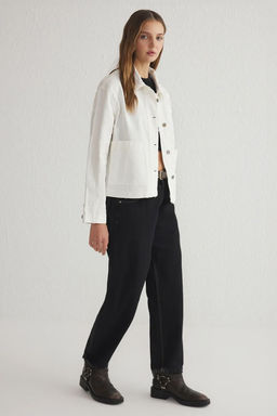 TRENDYOLMILLA Beyaz Oversize Desenli Ince Ceket Mont TWOSS25MO00016 фото 2