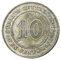 10 центов 1927 года Стрейтс Сетлментс