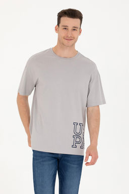 Erkek Gri Oversize Bisiklet Yaka Ti__rt