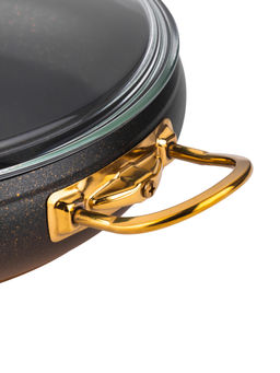 Сотейник с крышкой стеклянной 26х7 см (2,8 л) с АПП, цвет: черный/золотой, арт. 3050-26-BK/GD - D.L.K. фото 2