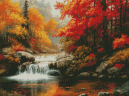 Вышивка крестиком 40х50см, Осенний водопад