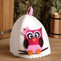 Шапка для бани и сауны, с аппликацией «Мэри», полиэфир 70%, шерсть 30%, детская