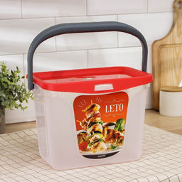 Контейнер для шашлыка c ручкой BEROSSI Leto, 6 л, пластик, прозрачный, крышка красная