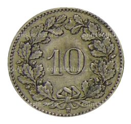 Монета 10 раппенов 1919 года Швейцария