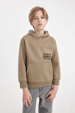 Erkek Cocuk Cepli Yaz? Bask?l? Kapusonlu Kal?n Okul Sweatshirt - Defacto фото 4