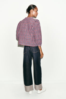 BLUSA CUADROS CUELLO REDONDO / Multicolor - Zara фото 5