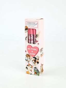 Цена за 12 шт. Ручка пластик пиши-стирай с колпачком "Не ручки, а лапки", синяя паста, гелевая 0,5 мм