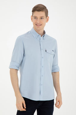 Мужская голубая рубашка с длинным рукавом - U.s. polo assn фото 10