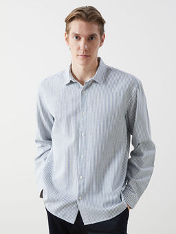 Regular Fit Uzun Kollu ?izgili Erkek G?mlek