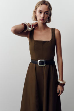 MIDI DRESS WITH BELT - Zara фото 2