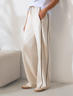 Прямые брюки с лампасами из эластичного футера двухнитки без начеса