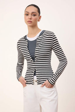 Wardrobe Essentials-Antrasit Regular/Normal Kal?p Uzun Kollu Yumusak Orme Bluz TWOSS26BZ00245