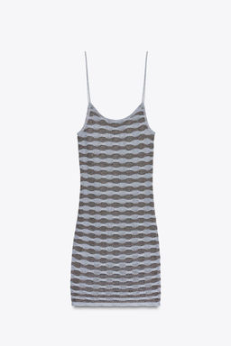 STRIPED METALLIC THREAD DRESS - Zara фото 3
