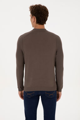 Erkek Slim Fit YarДm FermuarlД Polo Yaka Vizon Kazak - U.s. polo assn фото 5