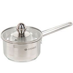 Ковш нерж 0,8л со стекл крышкой мет/ручка матов Daniks GS-01311-12SP (342476)