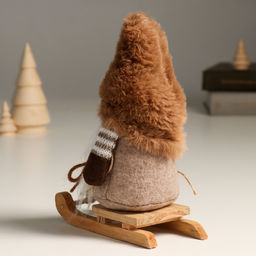 Кукла интерьерная текстильная Бабуся в меховом колпаке на санках, 22.5 см - Simaland фото 3