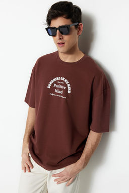 TRENDYOL MAN Oversize/Genis Kesim Bisiklet Yaka K?sa Kol Yaz? Bask?l? Pamuklu Kal?n T-Shirt TMNSS23TS00083 - Trendyolmilla фото 3