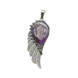 Подвеска с аметистом Крыло 23*52мм