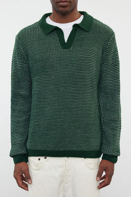 TRENDYOL MAN Gri Casual Regular Polo Yaka Dokulu Triko Kazak TMNAW25KZ00016 - Trendyolmilla фото 12