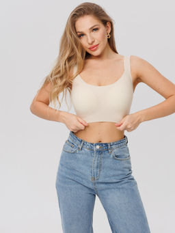 Топ бесшовный бескаркасный с вкладышами Lingeamo айвори ВТ-02 (131)  фото 2