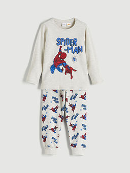 Bisiklet Yaka Spider-Man Bask?l? Erkek ?ocuk Pijama Tak?m?