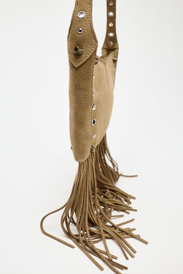SPLIT SUEDE HANDBAG WITH FRINGING - Zara фото 4