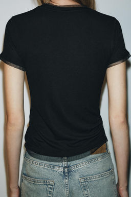 T-SHIRT WITH TULLE DETAIL - Zara фото 3