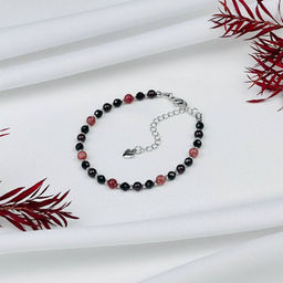 Браслет "Стихия Огонь" из Граната, Шпинели и Клубничного кварца 16,5 см +