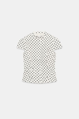 TOP POPEL?N BOLSILLOS LUNARES / Crudo / Negro