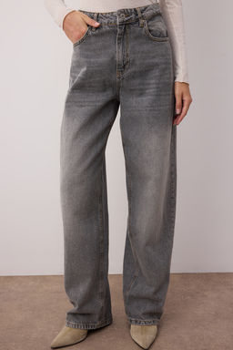 Gri Yuksek Bel Baggy %100 Pamuk Non-Stretch Jeans TWOAW25JE00130