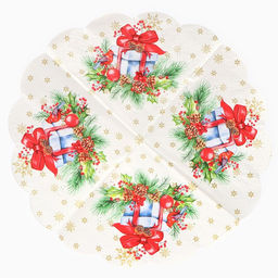 Цена за 3 шт. Салфетки бумажные круглые Art Bouquet Rondo Подарок на новый год, 3 слоя, d=32 см, 12 шт.