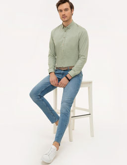 Ye_il Slim Fit Uzun Kollu G_mlek