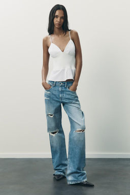 TRF RIPPED MID-WAIST JEANS