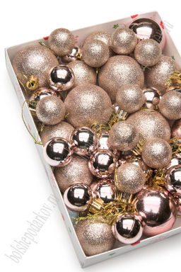 Набор новогодних шаров микс (42 шт) SF-7995, розовое золото №4