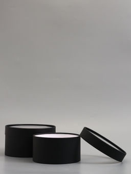 Набор подарочных коробок 2 в 1 круглых, черная, с окном, 21×11 - 18×10 см