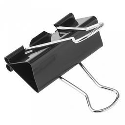 Зажим для бумаги 41мм металл, цвет - черный, набор 24 штукb, в пластиковой банке д11,8см h7см (Китай) - Домашняя мода фото 3