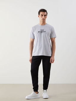 Bisiklet Yaka K?sa Kollu Bask?l? Penye Erkek Ti??rt