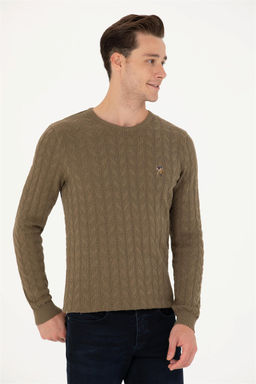 Мужской базовый свитер хаки меланжевого цвета Неожиданная скидка в корзине