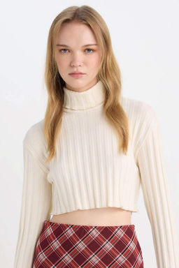 Coool Bal?kc? Yaka Crop Top Basic Duz Fitilli Kaskorse Uzun Kollu Tisort - Defacto фото 4