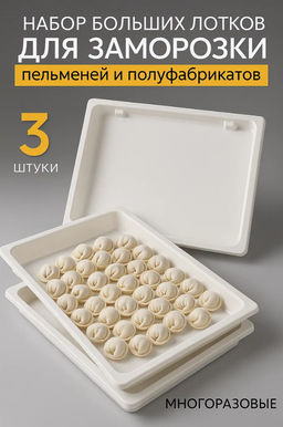 Набор подносов для заморозки пельменей 360х310х35мм (белый) М8157