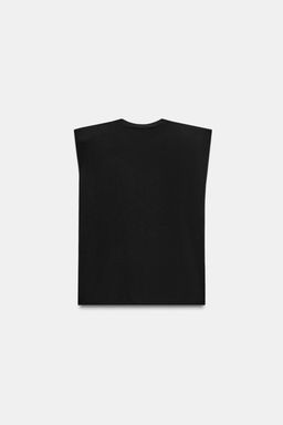 CAMISETA HOMBRERAS FLUIDA MANGA SISA / Negro - Zara фото 6
