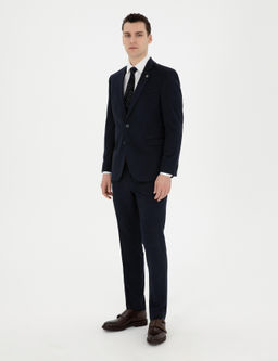 Lacivert Slim Fit Tak_m Elbise