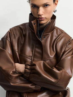 Куртка оверсайз из искусственной кожи / Zarina фото 2