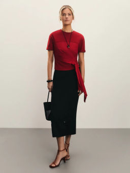 Футболка с драпировкой из поплина / Zarina  фото 2