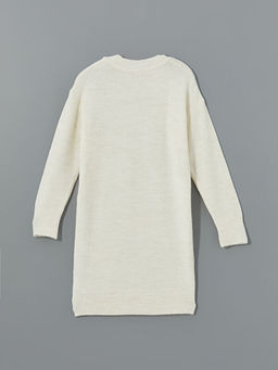 Bisiklet Yaka Pul ??lemeli K?z ?ocuk Elbise