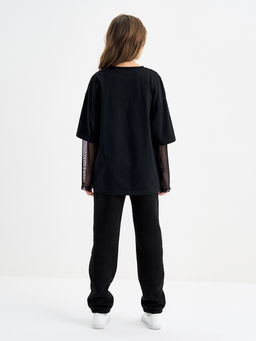 Черные брюки для девочки из футера - Kogankids фото 12